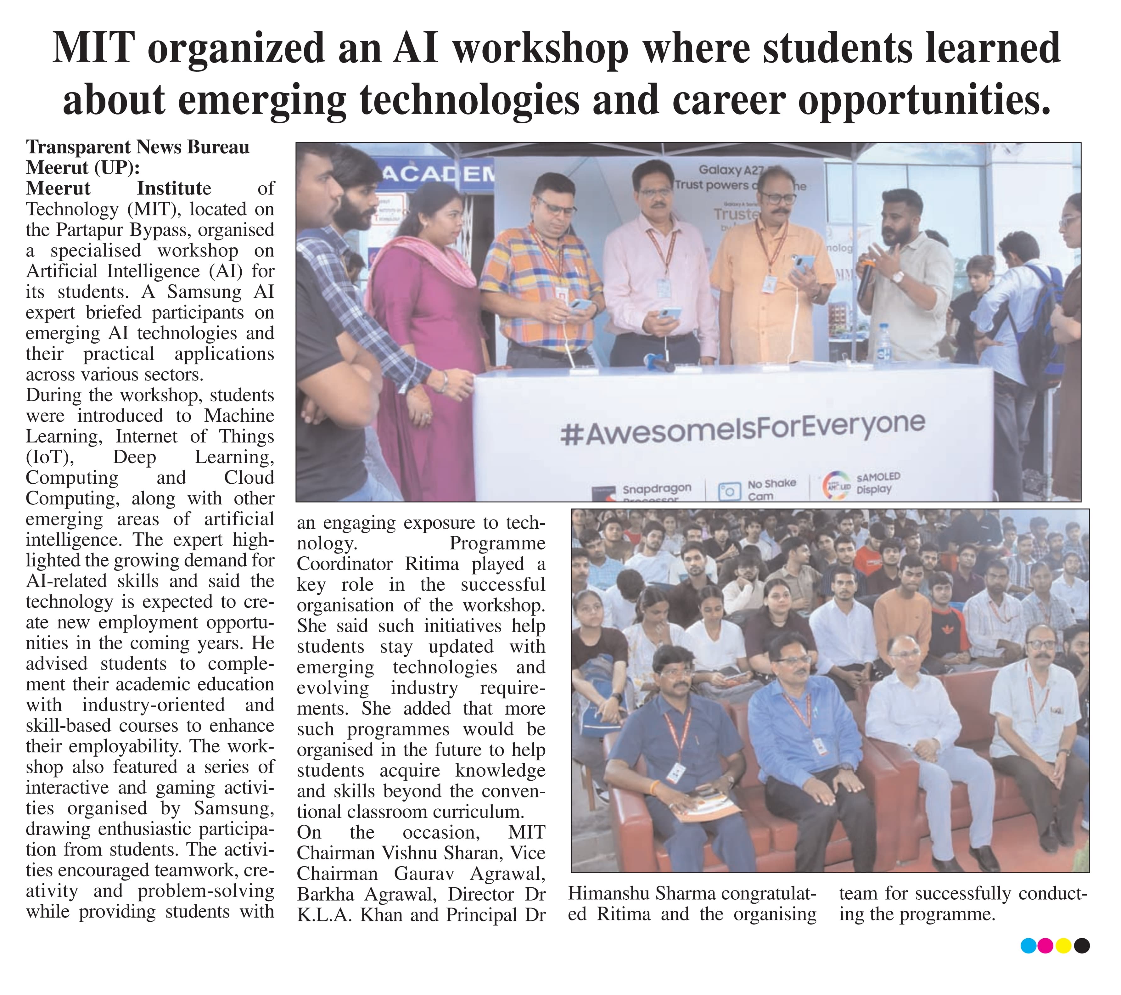 MIT organized an AI workshop where students learned about emerging technologies and career opportunities.  Transparent News Bureau